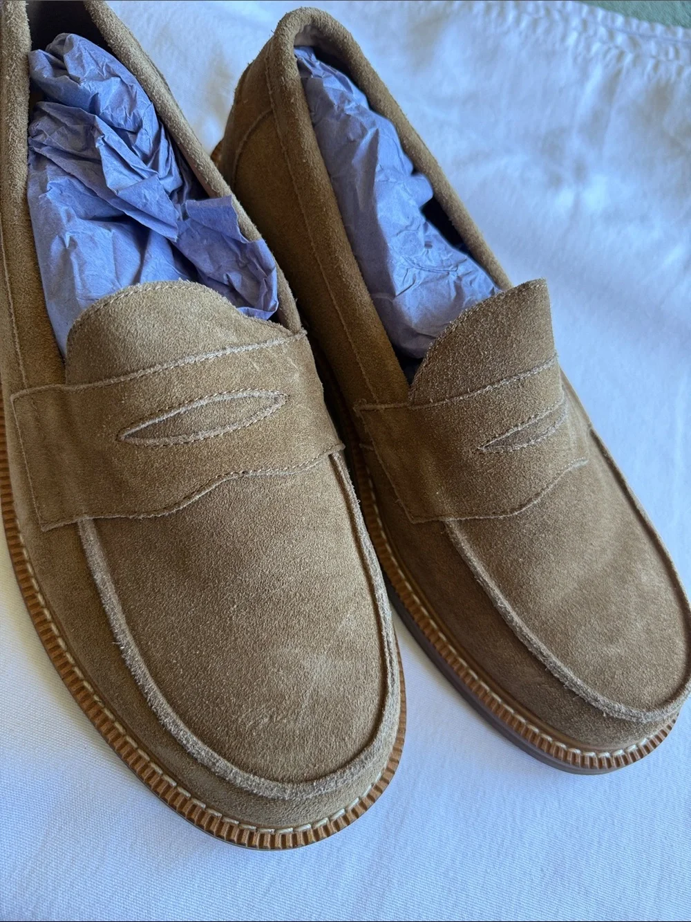Express Men's Suede Loafers in Light Brown